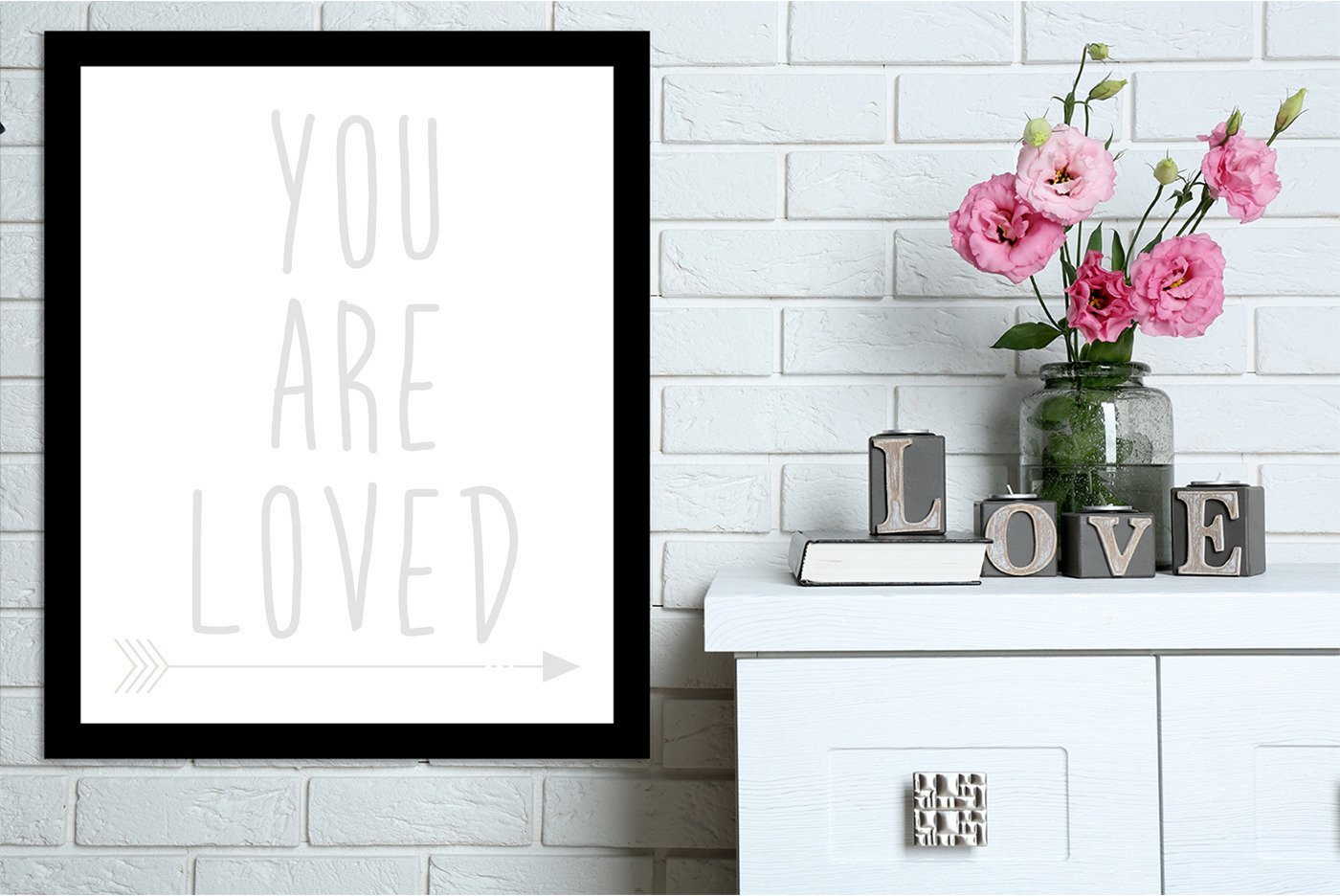 Beige You Are Loved by Jetty Printables Framed Print - Wall Art - Americanflat