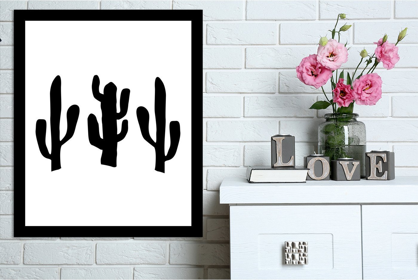 Black Cactus by Jetty Printables Framed Print - Americanflat