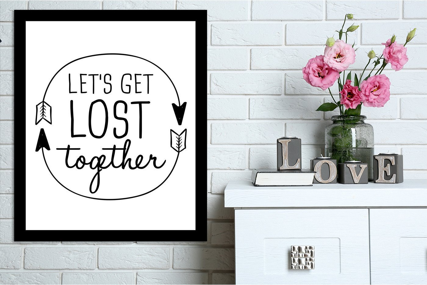 Black Let's Get Lost by Jetty Printables Framed Print - Americanflat
