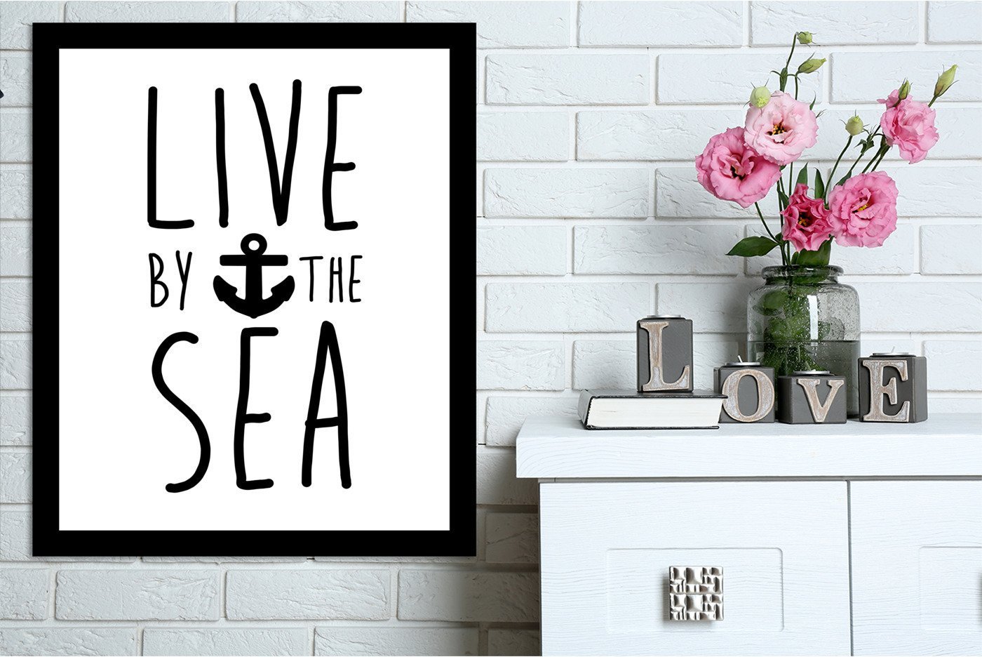 Black Live by the Sea by Jetty Printables Framed Print - Americanflat
