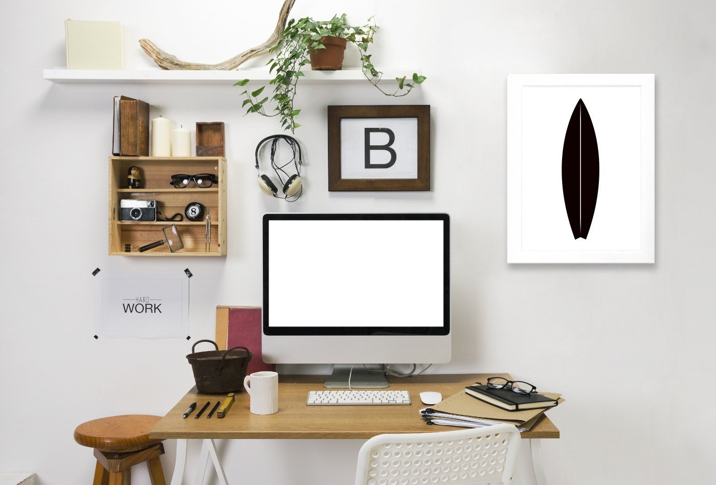 Black Surfboard by Jetty Printables Framed Print - Americanflat