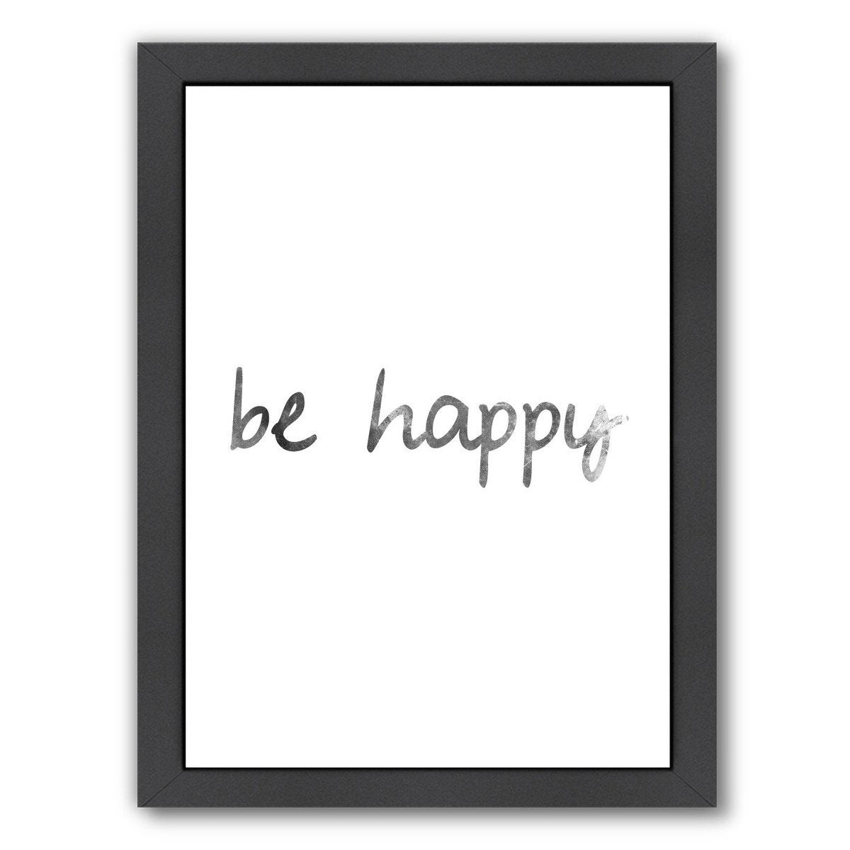 Black White Be Happy by Jetty Printables Framed Print - Americanflat