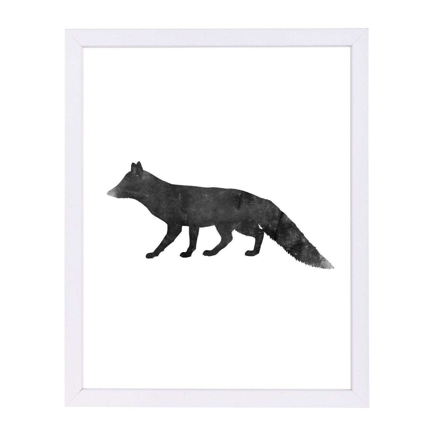 Black White Faded Fox by Jetty Printables Framed Print - Americanflat