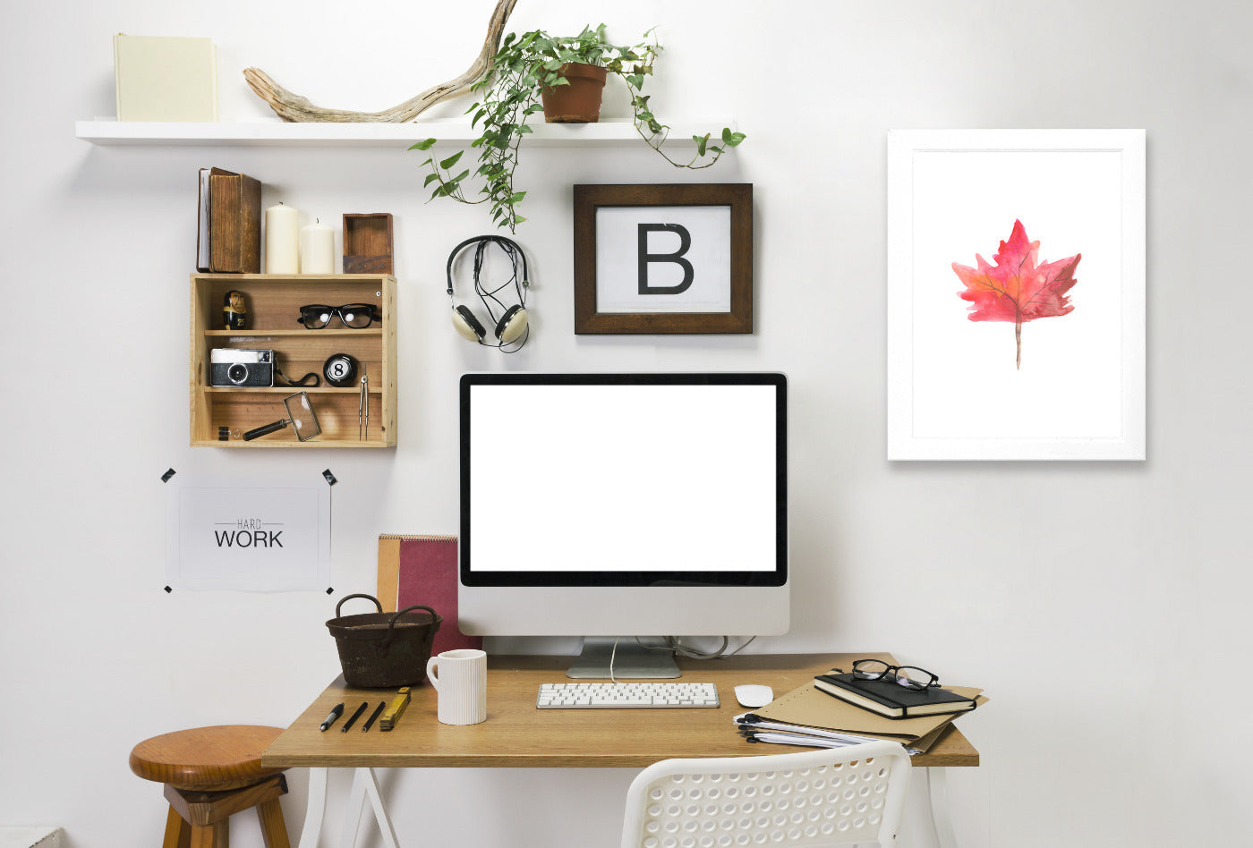 Watercolor 1 Leaf by Jetty Printables Framed Print - Americanflat