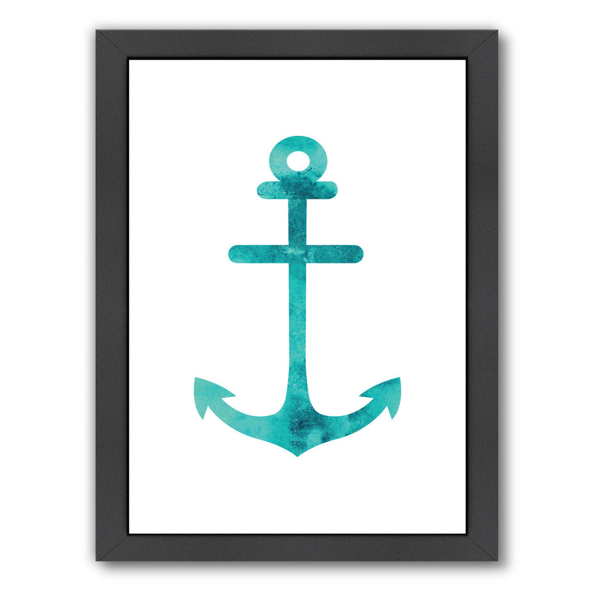 Watercolor Aqua Anchor by Jetty Printables Framed Print - Americanflat
