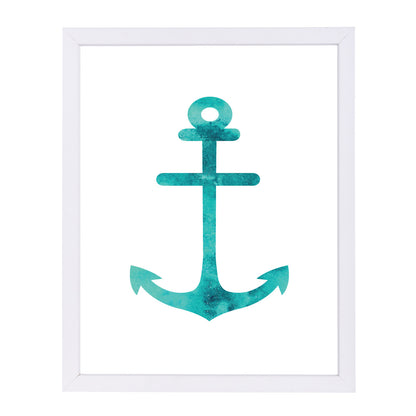 Watercolor Aqua Anchor by Jetty Printables Framed Print - Americanflat