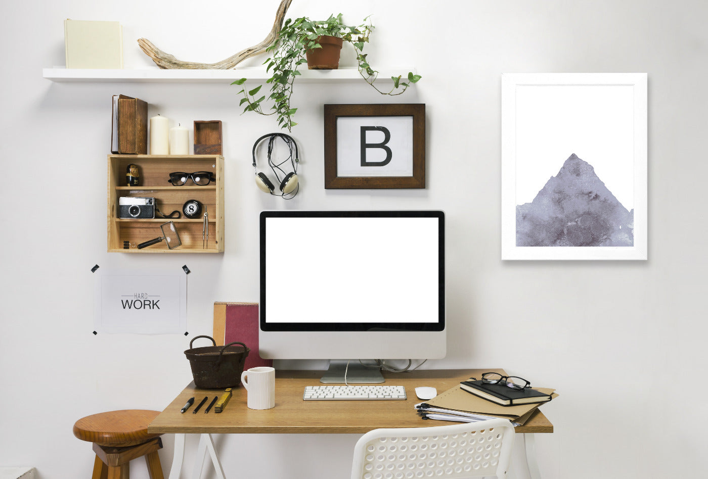 Watercolor Gray Mountain 1 by Jetty Printables Framed Print - Americanflat