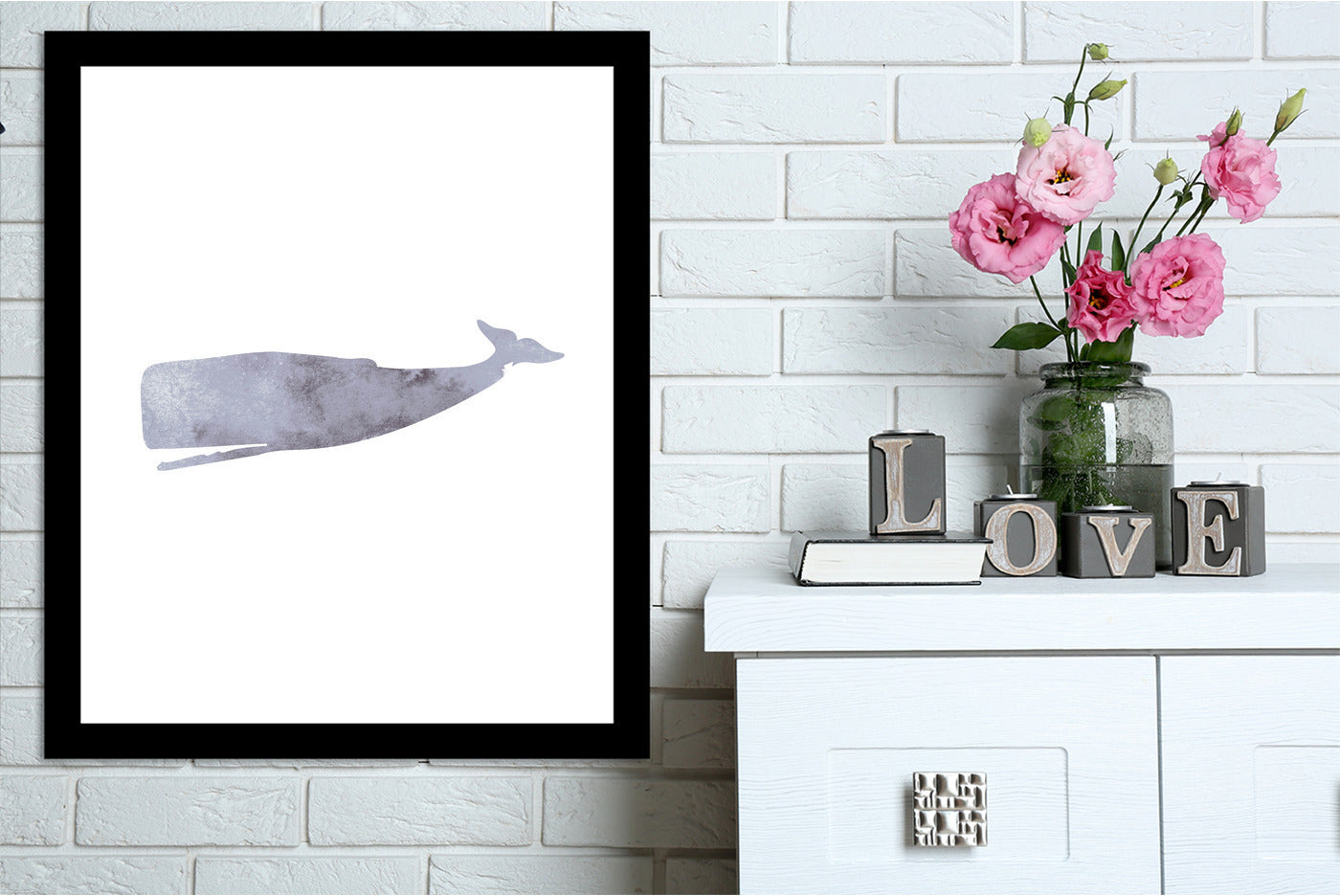 Watercolor Grey Whale by Jetty Printables Framed Print - Americanflat