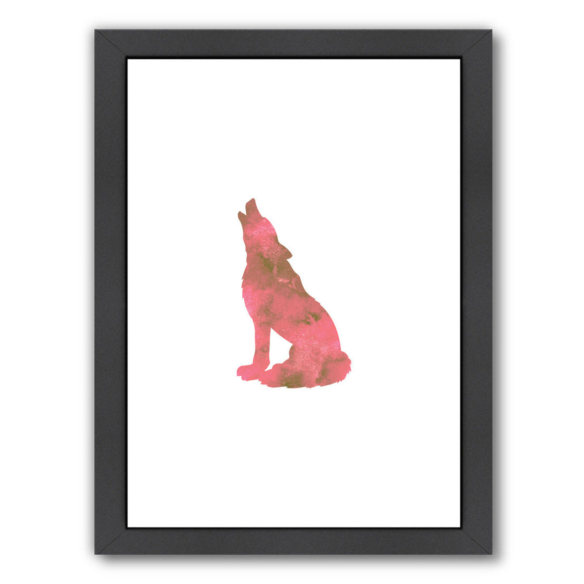 Watercolor Pink Wolf by Jetty Printables Framed Print - Americanflat