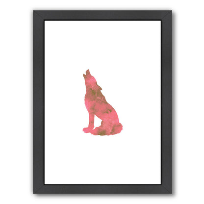 Watercolor Pink Wolf by Jetty Printables Framed Print - Americanflat