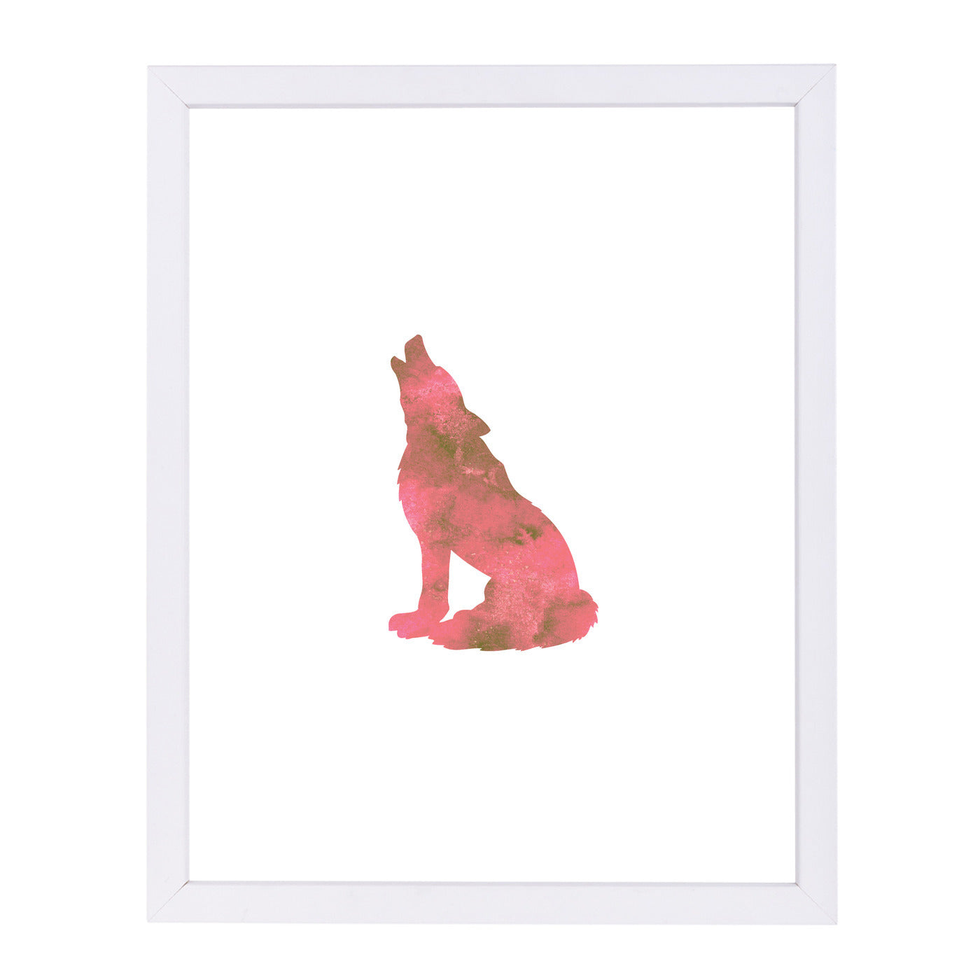 Watercolor Pink Wolf by Jetty Printables Framed Print - Americanflat