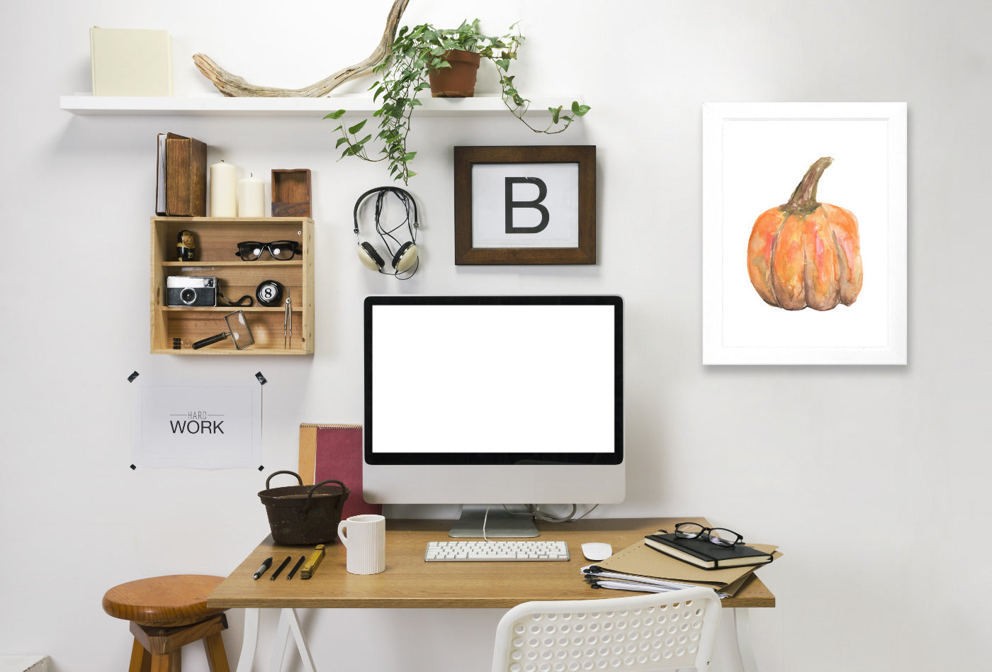 Watercolor Pumpkin by Jetty Printables Framed Print - Americanflat