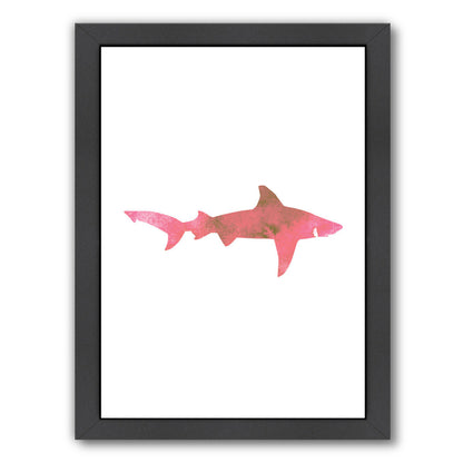 Pink Watercolor Shark  by Jetty Printables Framed Print - Americanflat