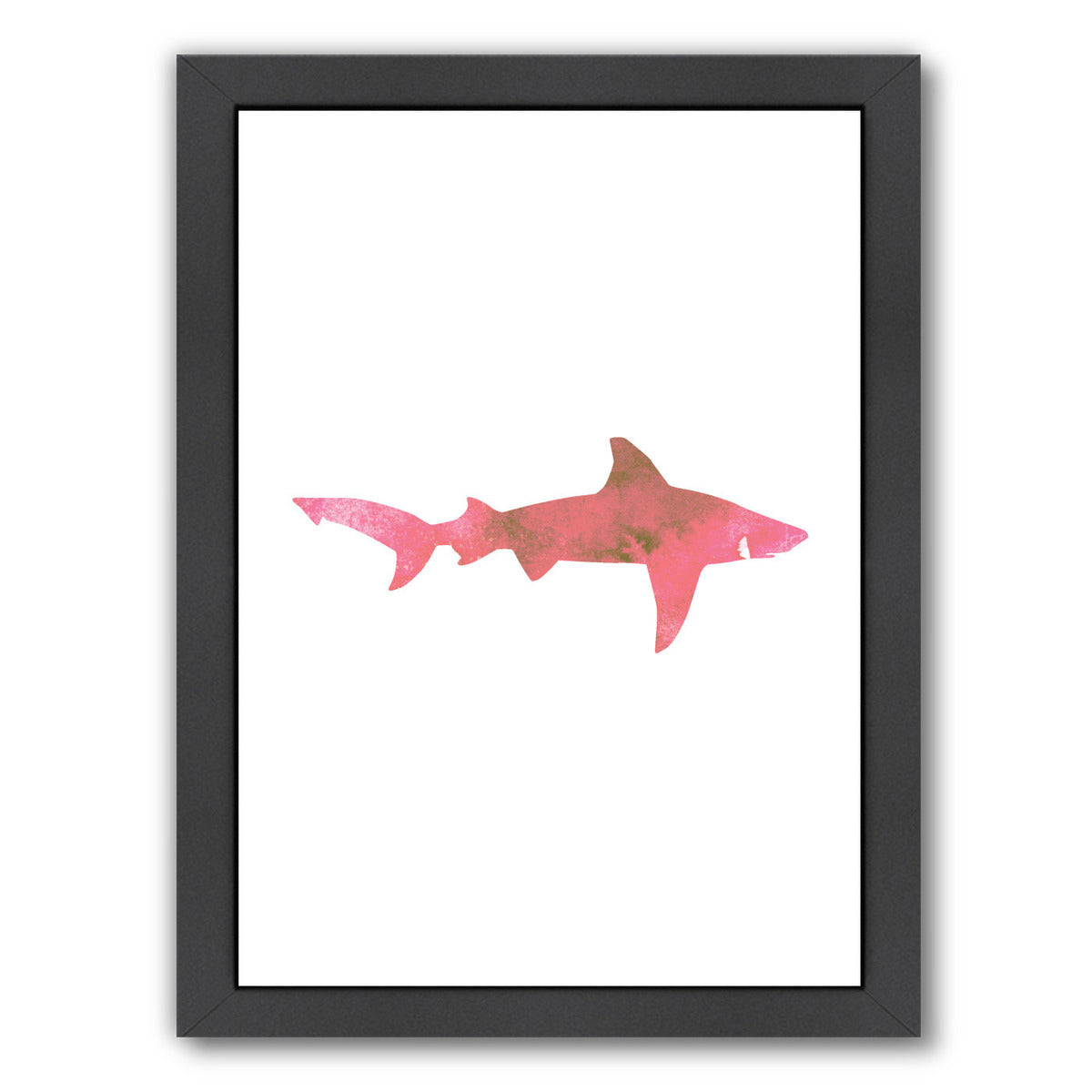 Pink Watercolor Shark  by Jetty Printables Framed Print - Americanflat