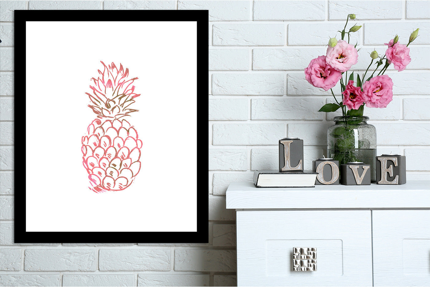 Watercolor Pink Pineapple  by Jetty Printables Framed Print - Americanflat