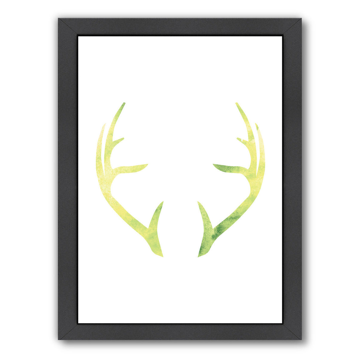Watercolor Yellow Antlers  by Jetty Printables Framed Print - Americanflat