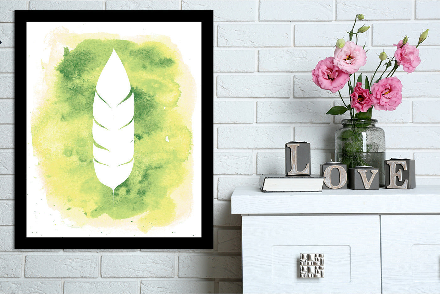 watercolor yellow b Feather  by Jetty Printables Framed Print - Americanflat
