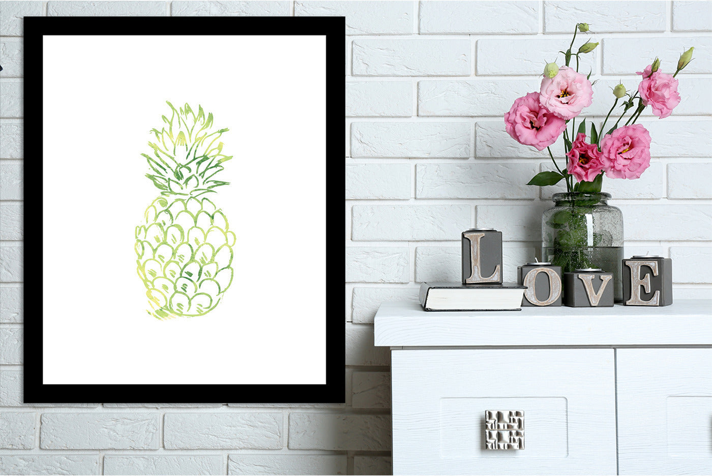 Watercolor Yellow Pineapple  by Jetty Printables Framed Print - Americanflat