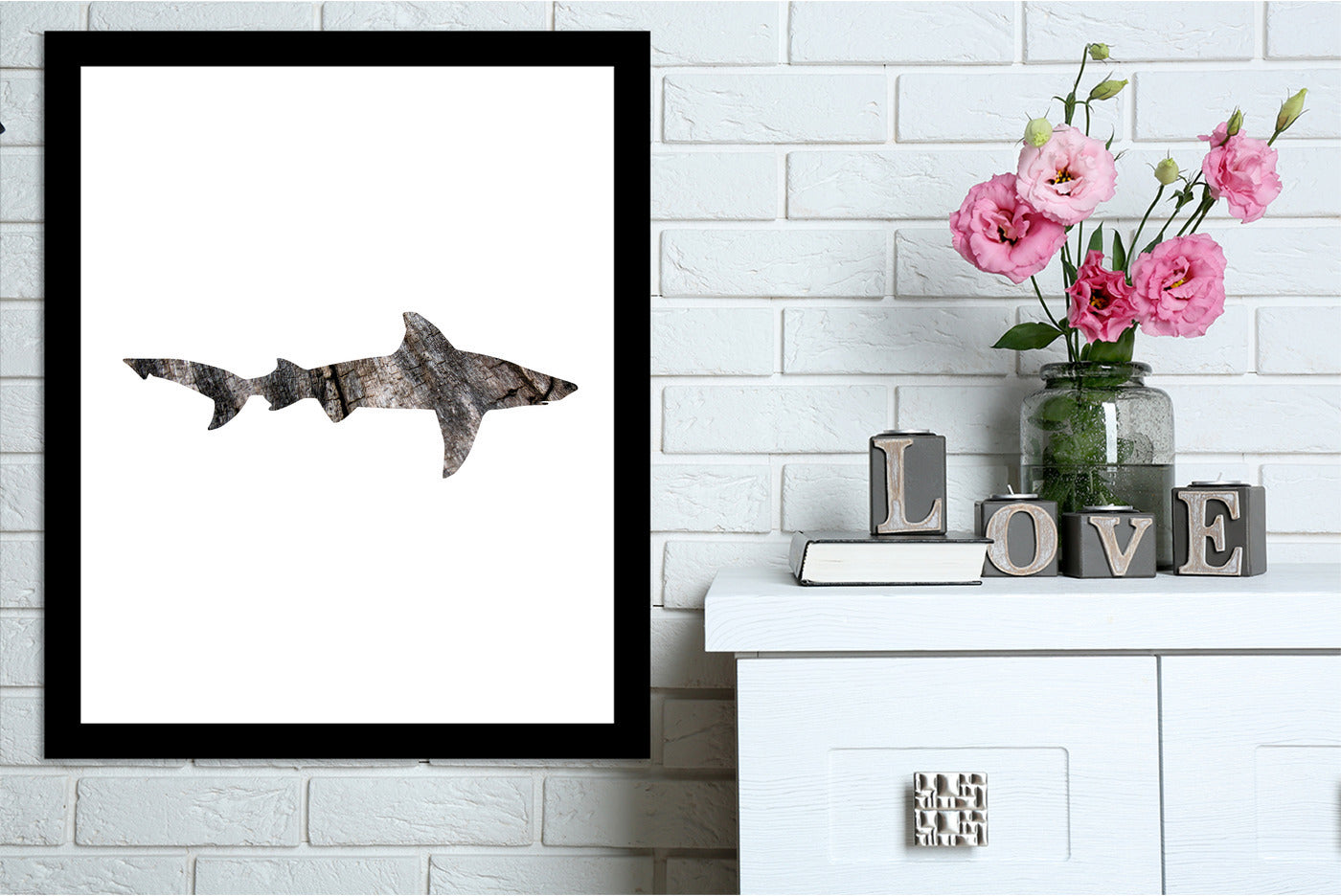 Wood Grain Shark  by Jetty Printables Framed Print - Americanflat