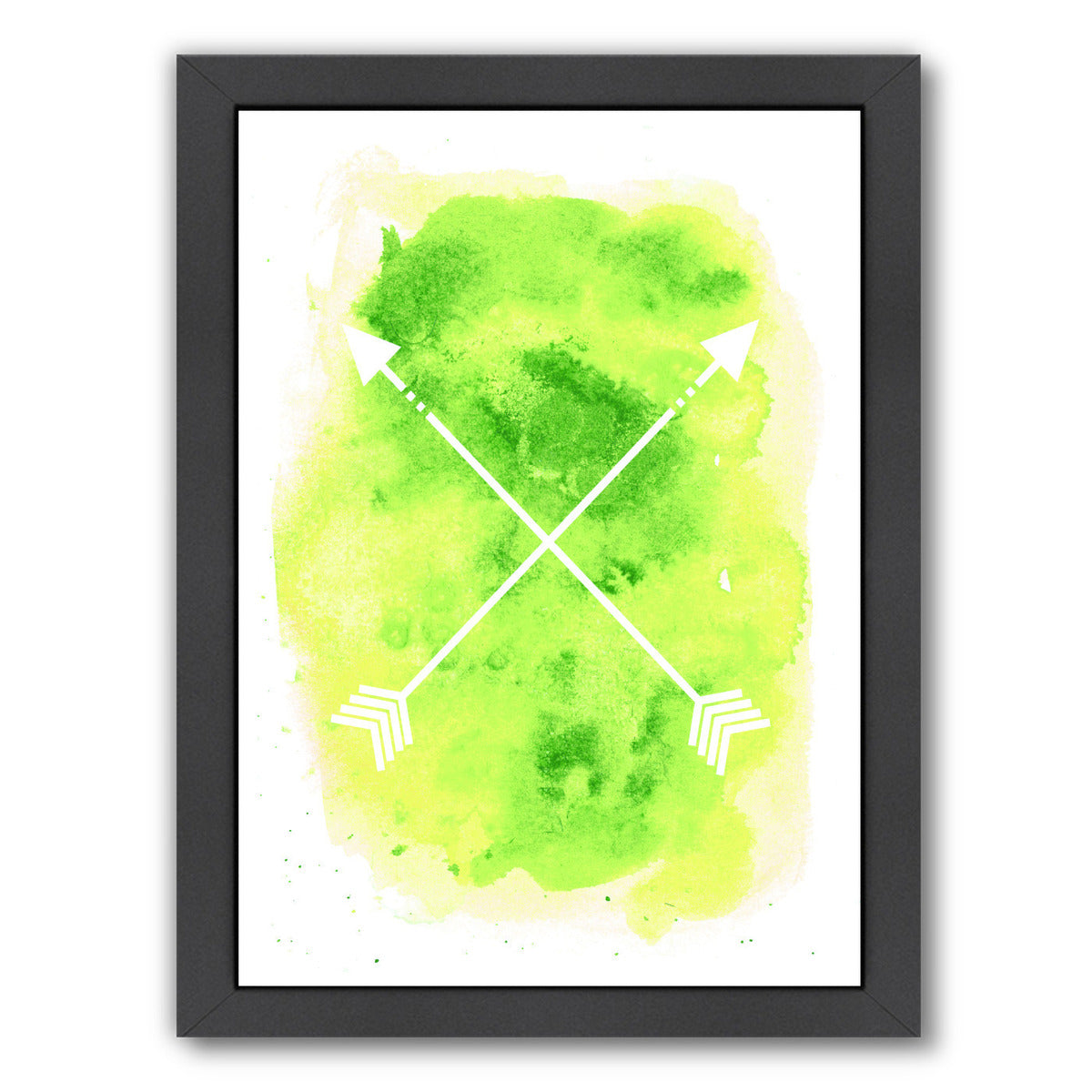 Yellow B Watercolor Arrow  by Jetty Printables Framed Print - Americanflat