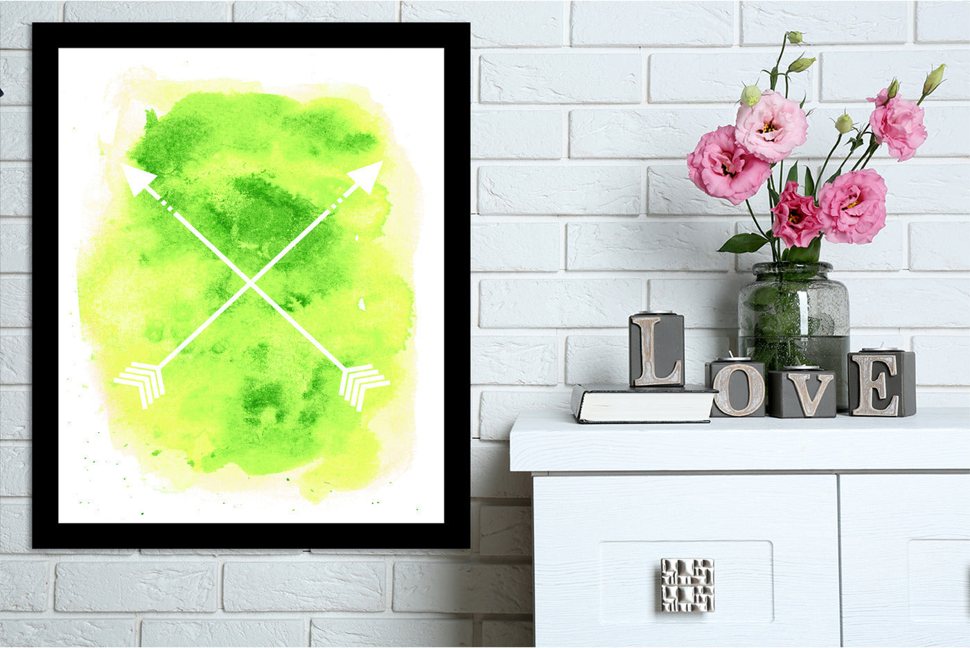 Yellow B Watercolor Arrow  by Jetty Printables Framed Print - Americanflat