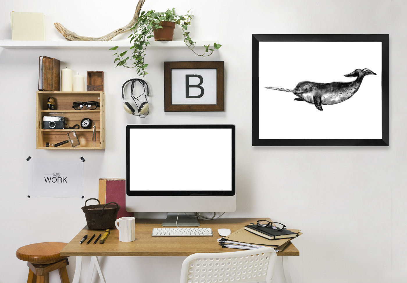 Narwhal Illustration by Jetty Printables Framed Print - Americanflat
