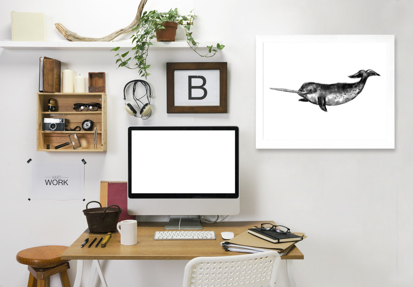 Narwhal Illustration by Jetty Printables Framed Print - Americanflat