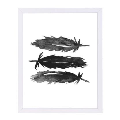 Black Watercolor Feathers by Jetty Printables Framed Print - Americanflat