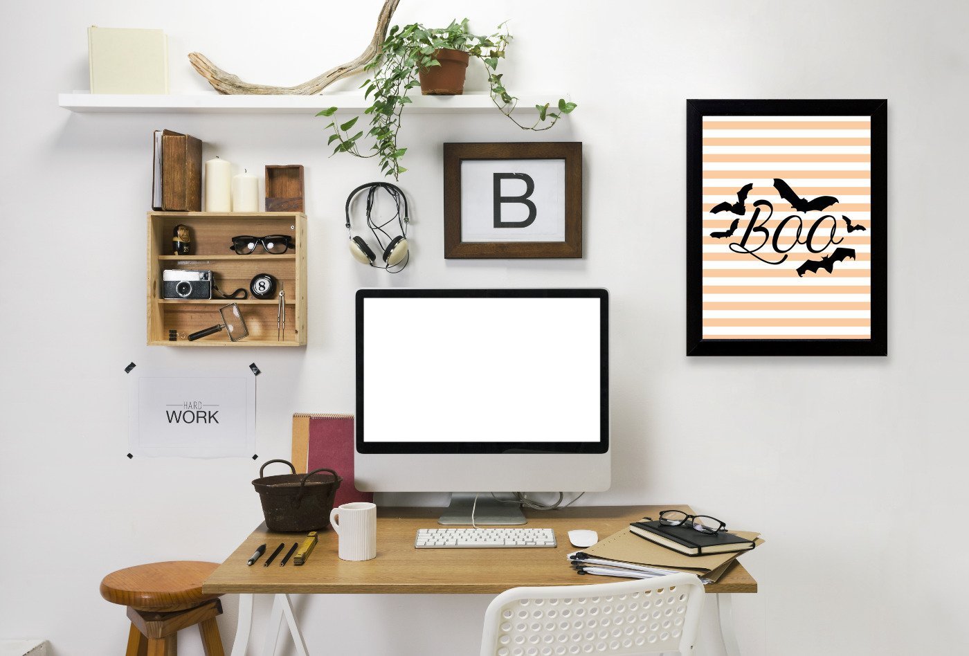 Boo With Bats by Jetty Printables Framed Print - Americanflat