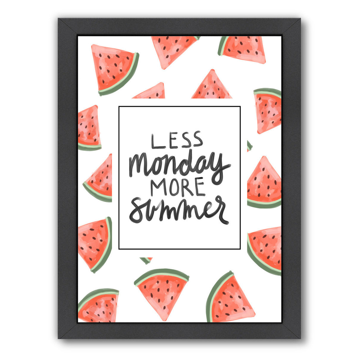Less Monday More Summer Watermelon Typography by Jetty Printables Framed Print - Americanflat