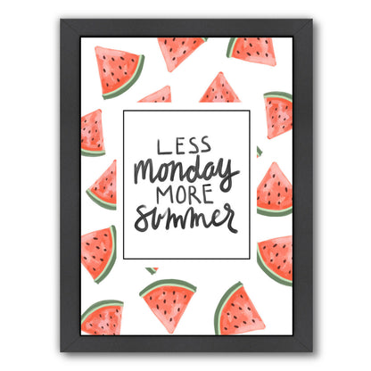Less Monday More Summer Watermelon Typography by Jetty Printables Framed Print - Americanflat