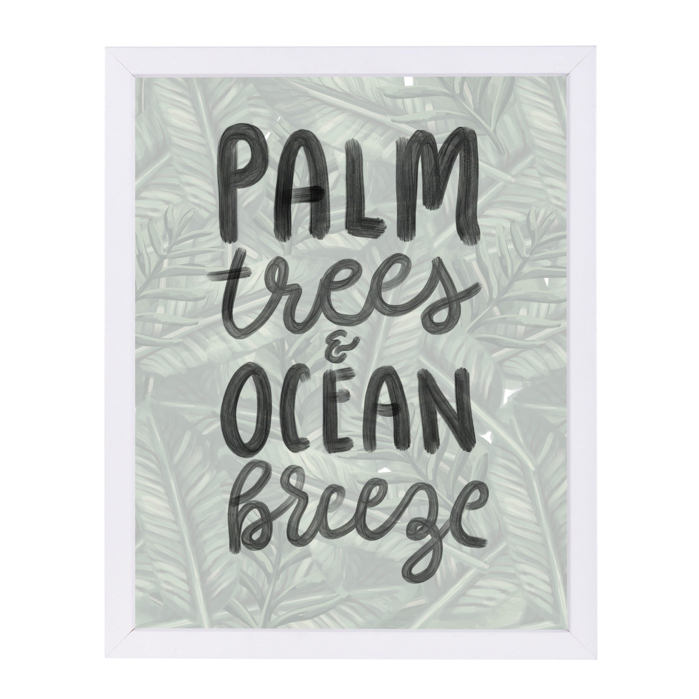 Palm Trees Ocean Breeze Typography by Jetty Printables Framed Print - Americanflat