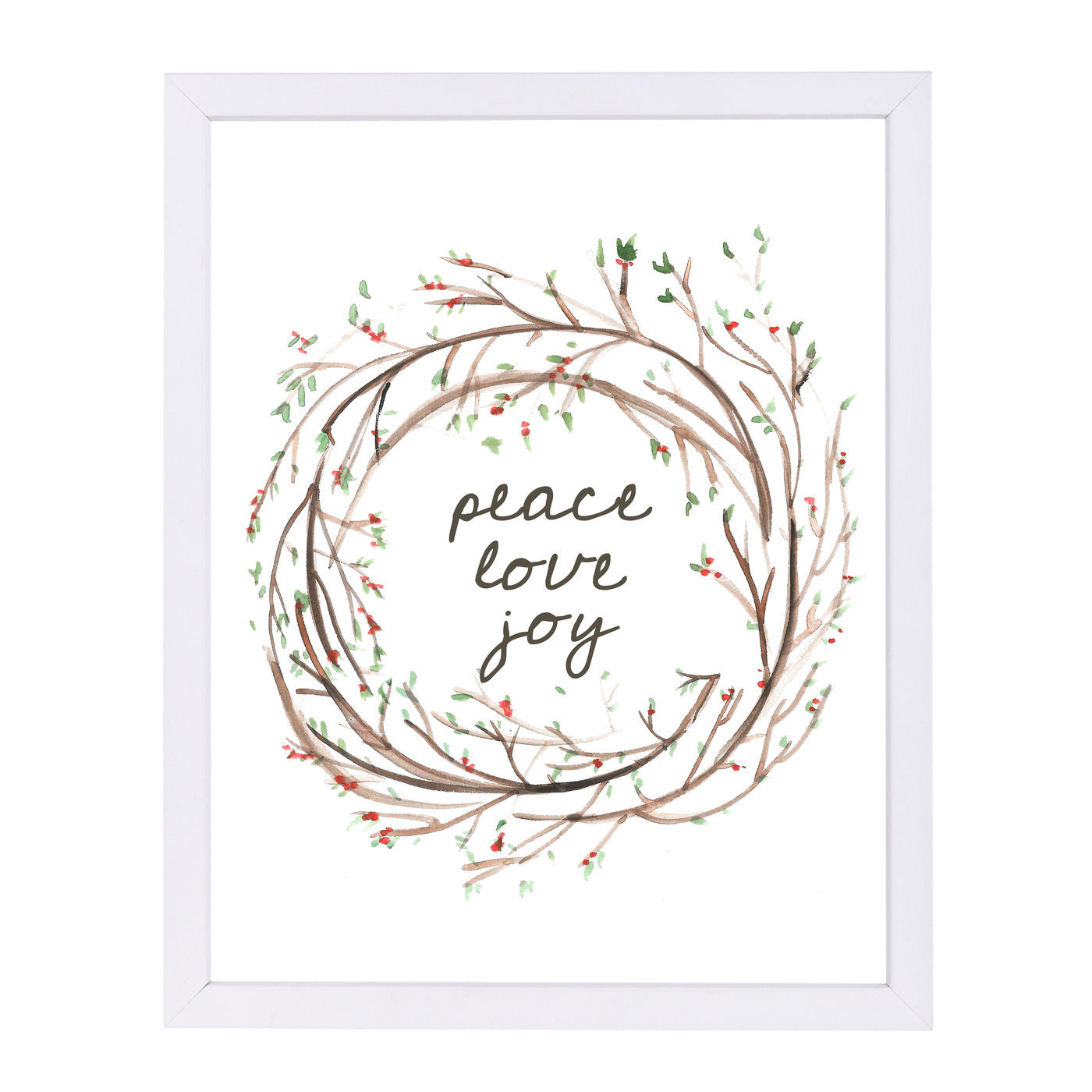 Peace Love Joy Wreath by Jetty Printables Framed Print - Americanflat