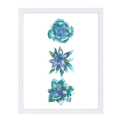Watercolor Blue And Green Succulent Trio by Jetty Printables Framed Print - Americanflat