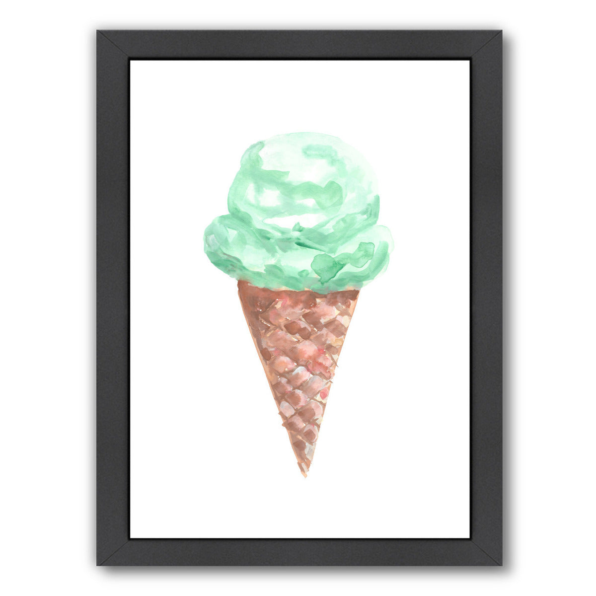 Watercolor Mint Ice Cream Cone by Jetty Printables Framed Print - Americanflat