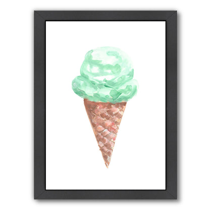 Watercolor Mint Ice Cream Cone by Jetty Printables Framed Print - Americanflat