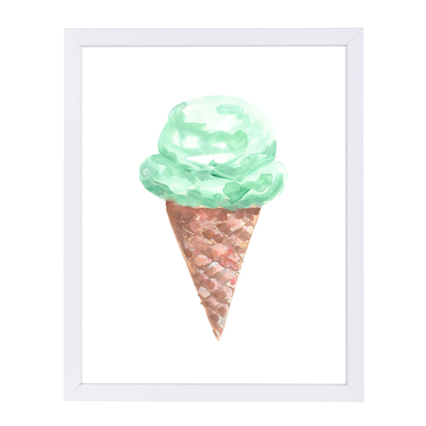 Watercolor Mint Ice Cream Cone by Jetty Printables Framed Print - Americanflat