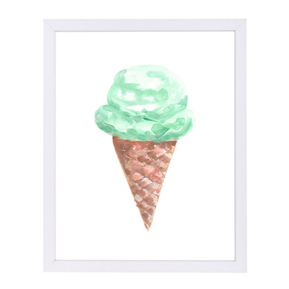 Watercolor Mint Ice Cream Cone by Jetty Printables Framed Print - Americanflat