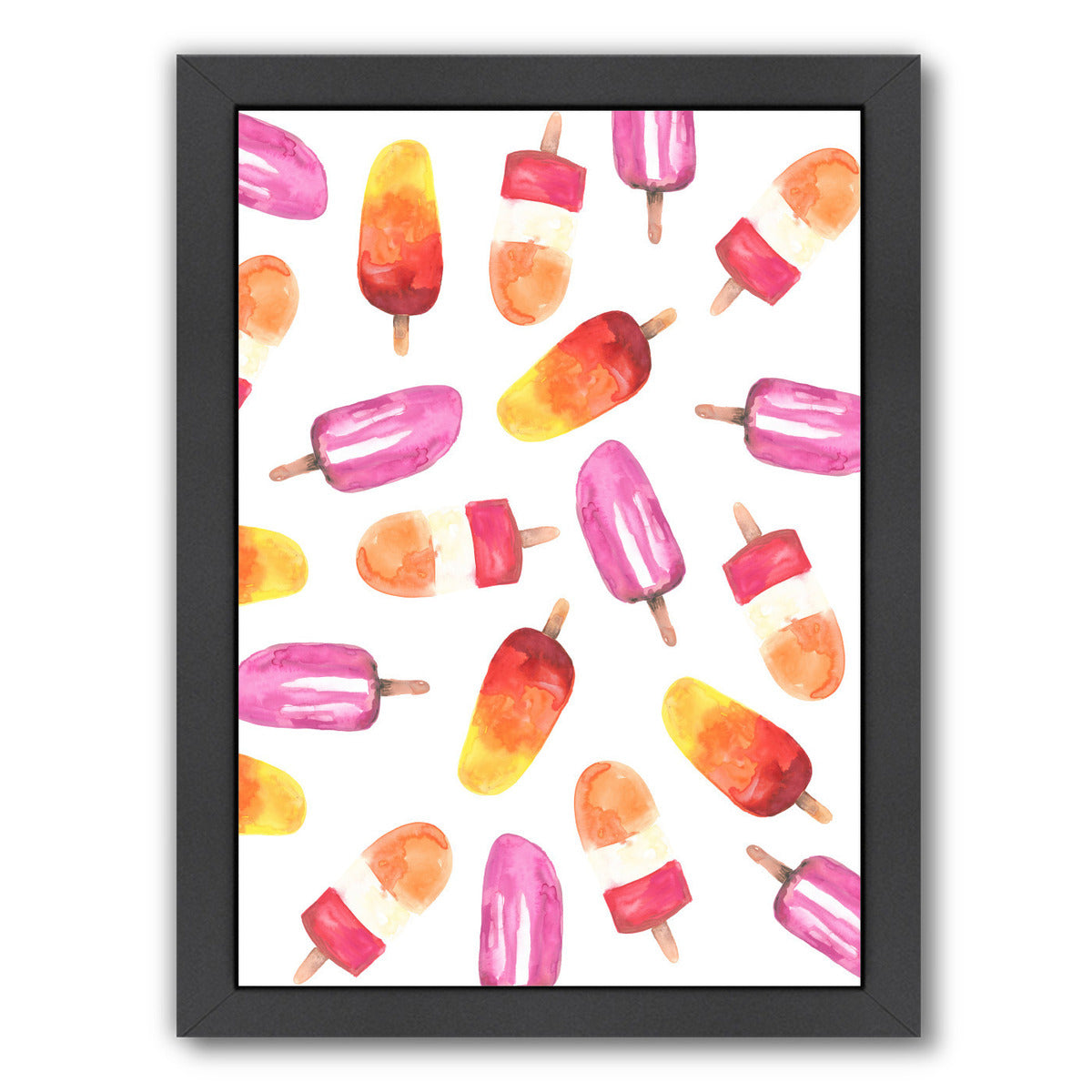 Watercolor Popsicle Pattern by Jetty Printables Framed Print - Americanflat