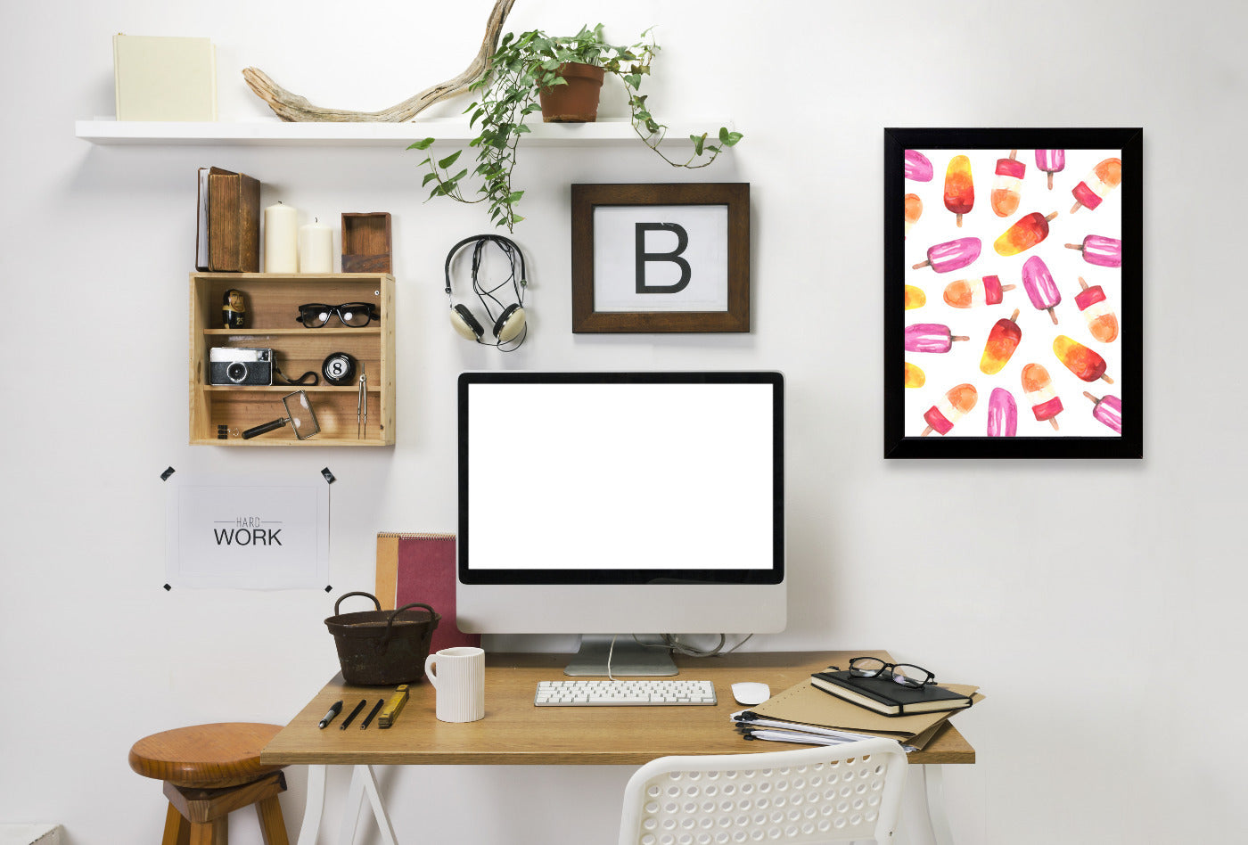 Watercolor Popsicle Pattern by Jetty Printables Framed Print - Americanflat
