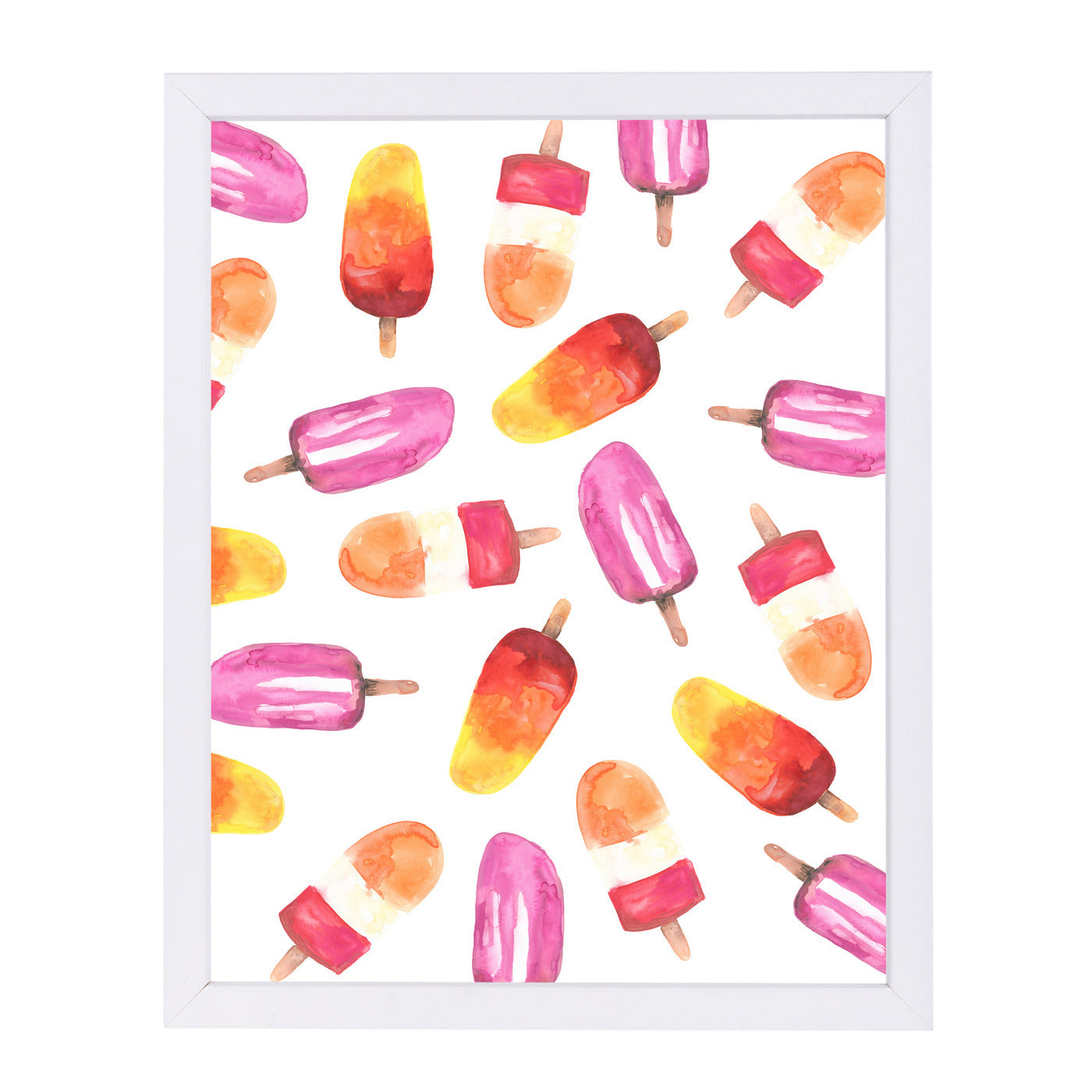 Watercolor Popsicle Pattern by Jetty Printables Framed Print - Americanflat