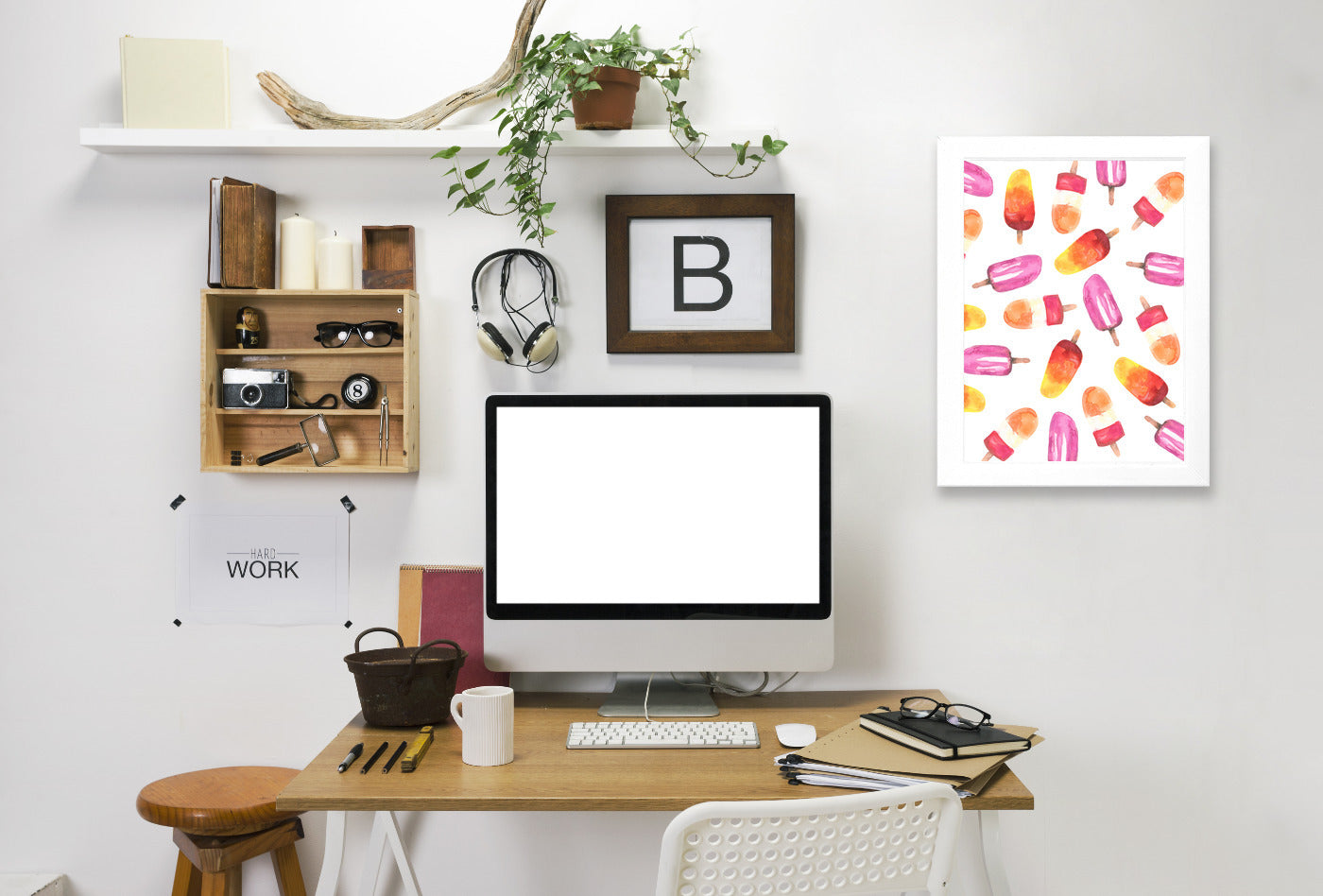 Watercolor Popsicle Pattern by Jetty Printables Framed Print - Americanflat