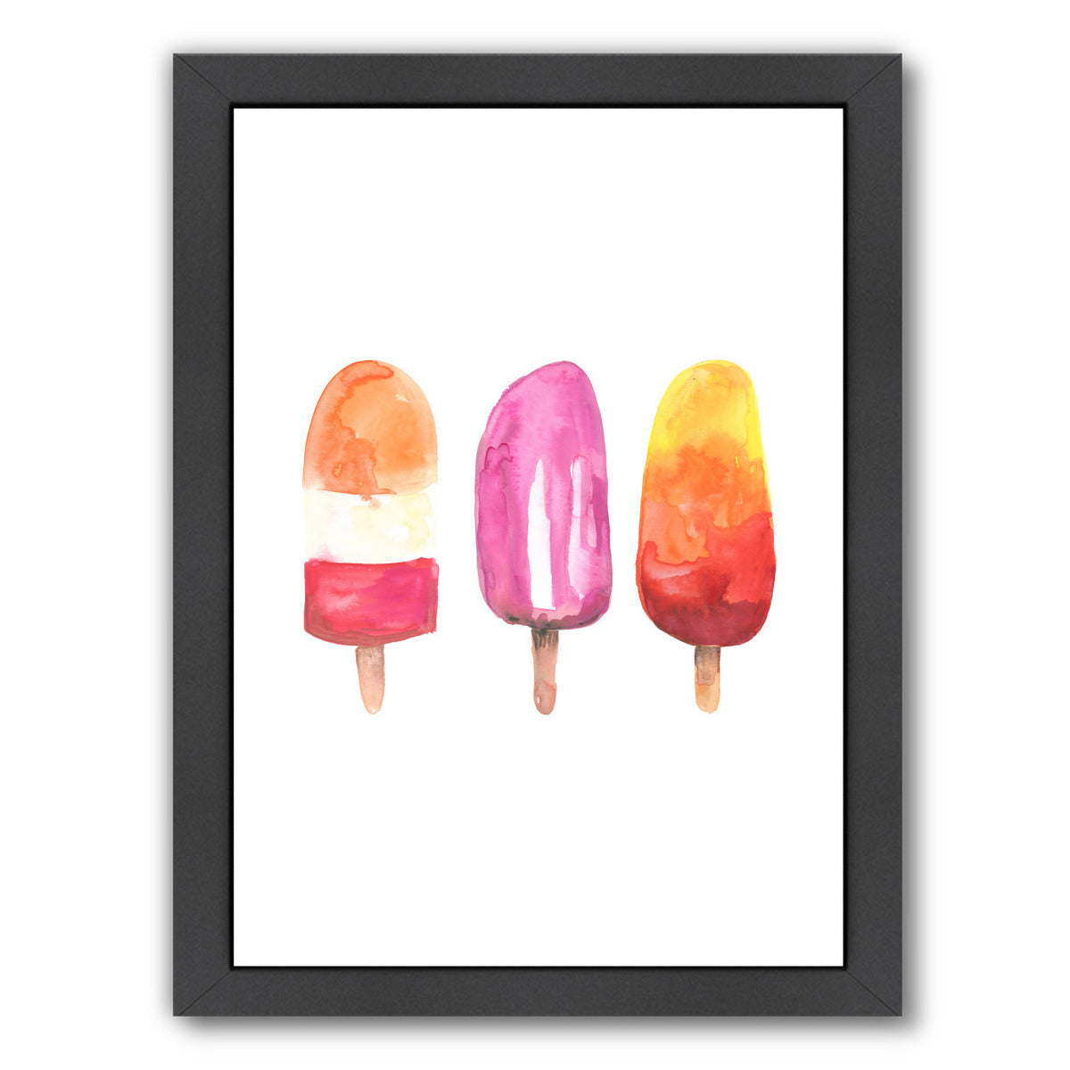 Watercolor Popsicle Trio by Jetty Printables Framed Print - Americanflat