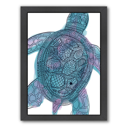Watercolor Tribal Pattern Sea Turtle by Jetty Printables Framed Print - Americanflat