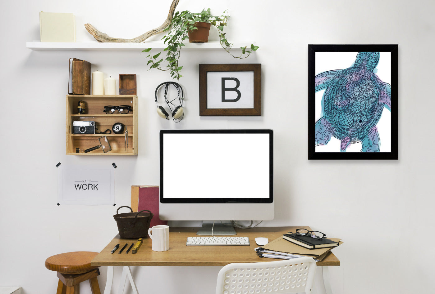 Watercolor Tribal Pattern Sea Turtle by Jetty Printables Framed Print - Americanflat