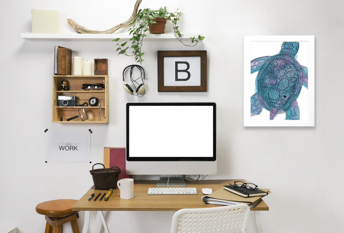 Watercolor Tribal Pattern Sea Turtle by Jetty Printables Framed Print - Americanflat