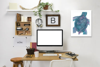 Watercolor Tribal Pattern Sea Turtle by Jetty Printables Framed Print - Americanflat