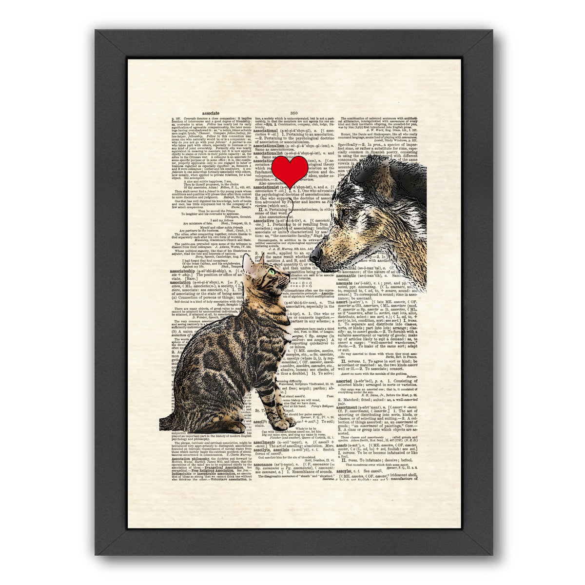 dog-cat love by Matt Dinniman Framed Print - Americanflat