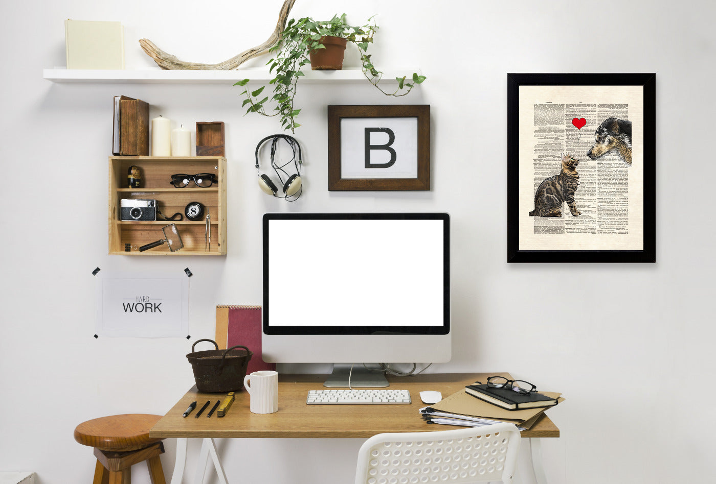 dog-cat love by Matt Dinniman Framed Print - Americanflat