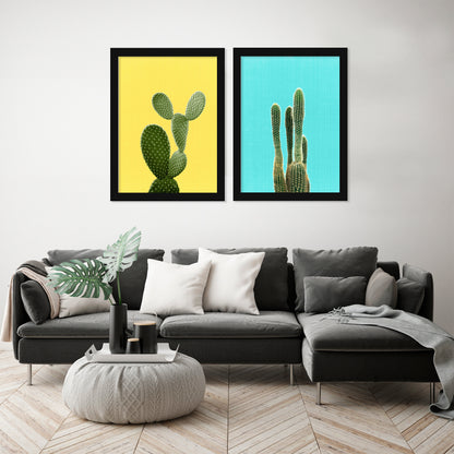 Cactus On Blue by LILA + LOLA - 2 Piece Framed Print Set - Americanflat